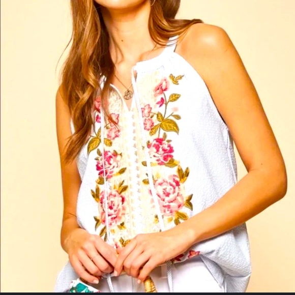 Savanna Jane 3X tassel embroidered boho top nwot $58 boho embroidered spring - Picture 1 of 5